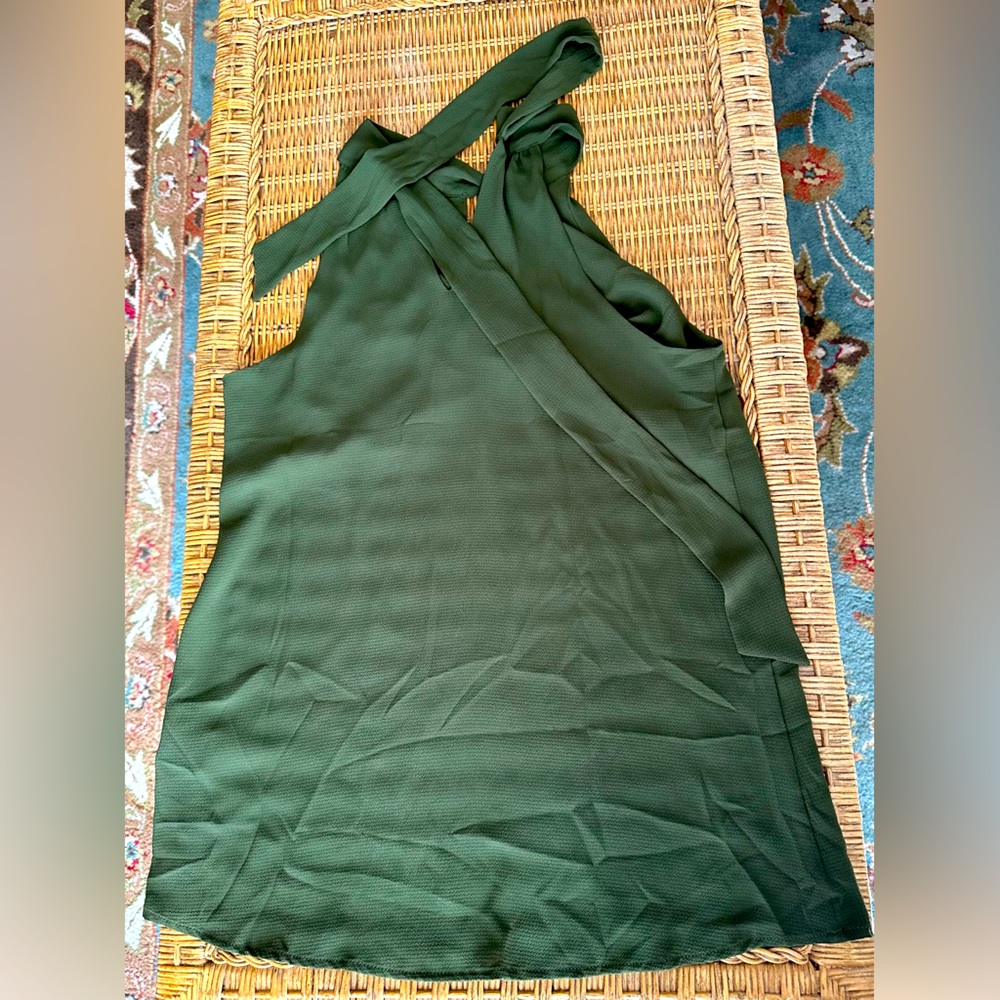 Army green halter blouse.
